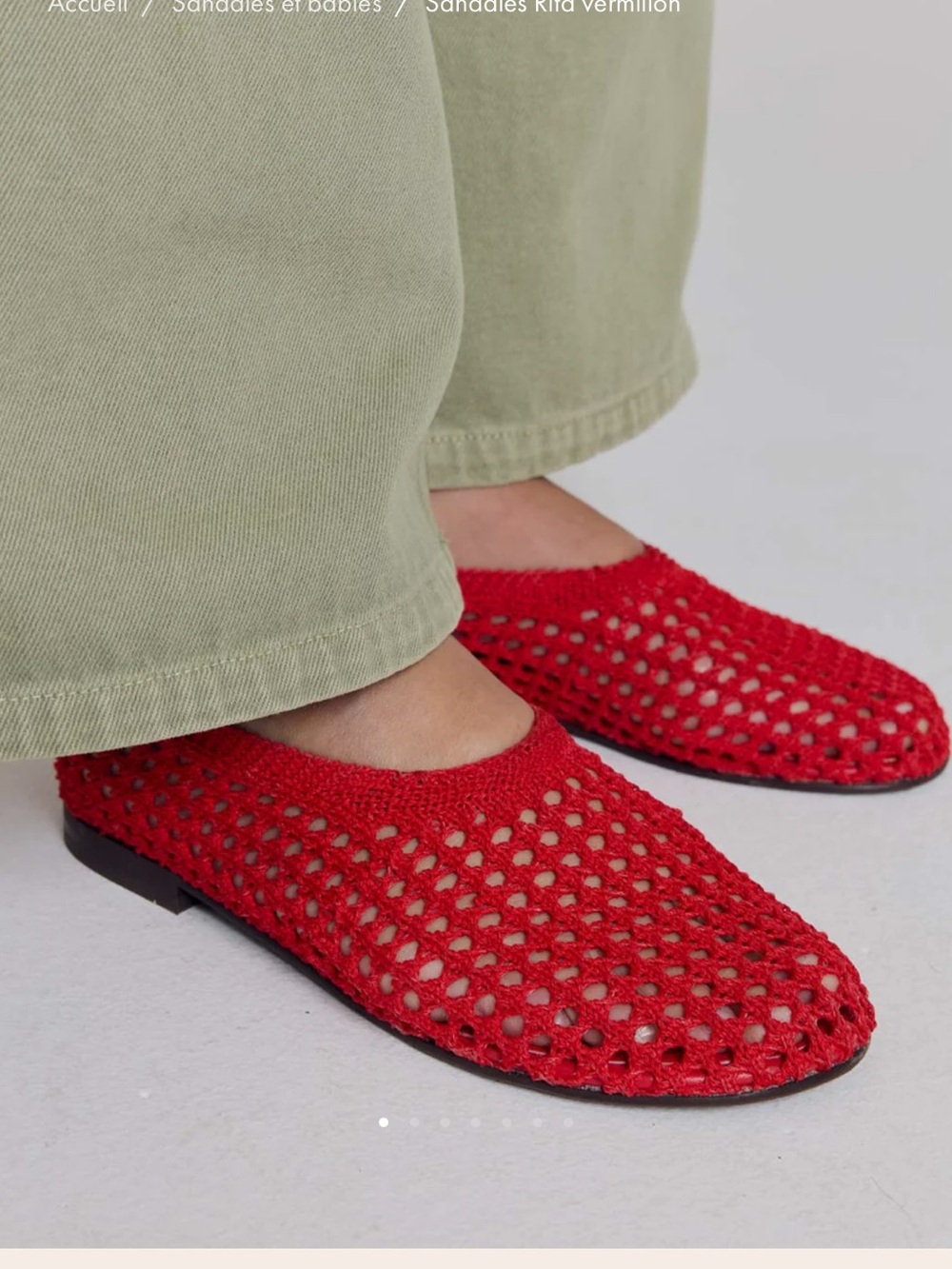 Red Crochet Flats Women’s Loafers